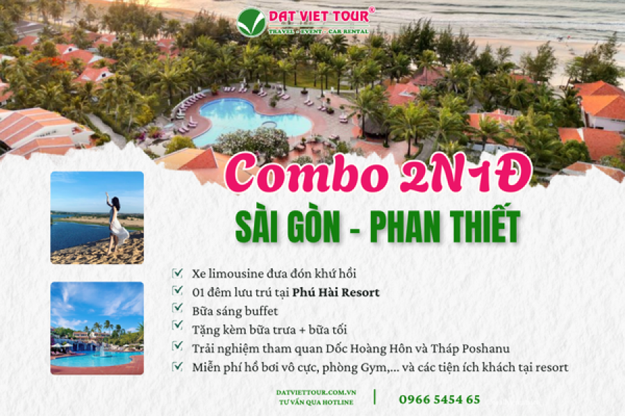 COMBO 3N2D SÀI GÒN – PHAN THIẾT | XE LIMOUSINE KHỨ HỒI + KHÁCH SẠN PHÚ HÀI