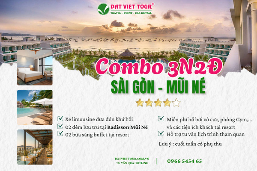 COMBO 3N2D SÀI GÒN – MŨI NÉ | XE LIMOUSINE + KHÁCH SẠN RADISION MŨI NÉ 5*