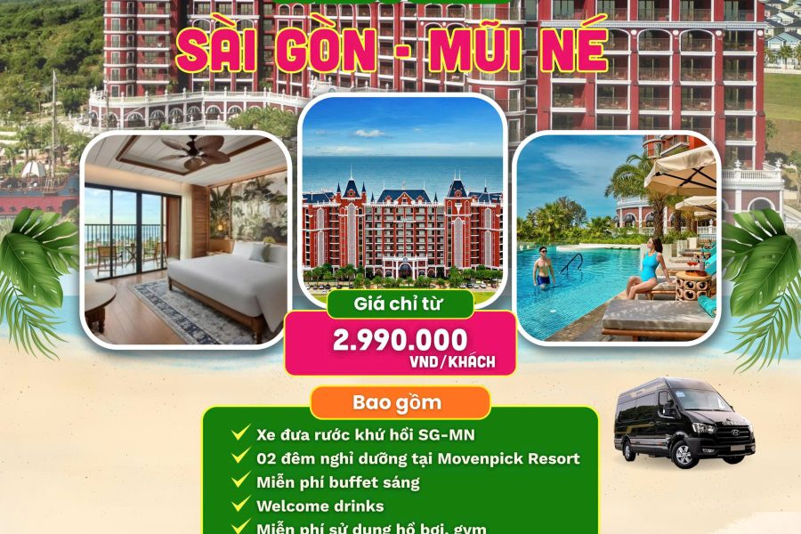 COMBO 3N2D SÀI GÒN – MŨI NÉ | XE LIMOUSINE + MOVENPICK MŨI NÉ RESORT 5*