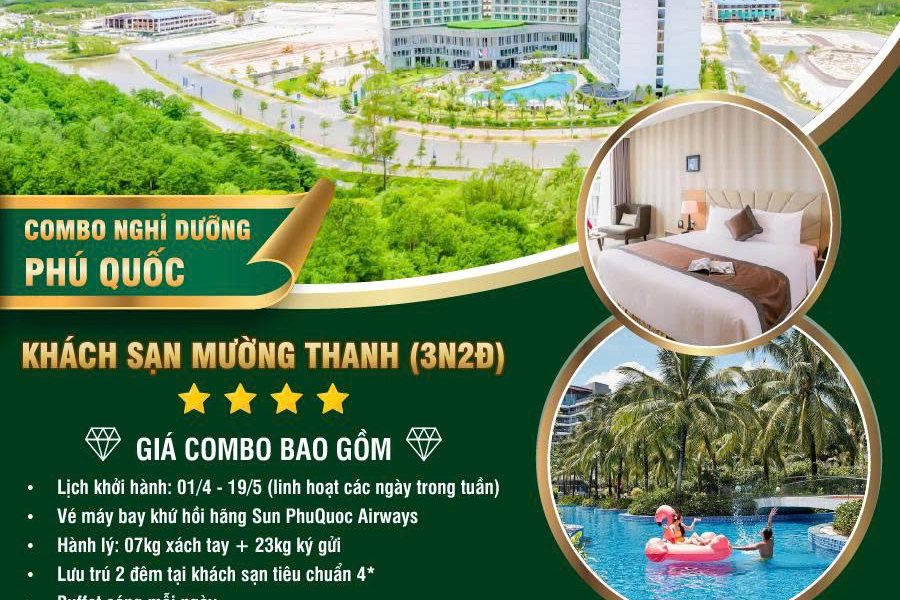 COMBO 3N2Đ SÀI GÒN – PHÚ QUỐC | VÉ MÁY BAY SUNPHUQUOC AIRWAYS + KHÁCH SẠN MƯỜNG THANH 4 SAO