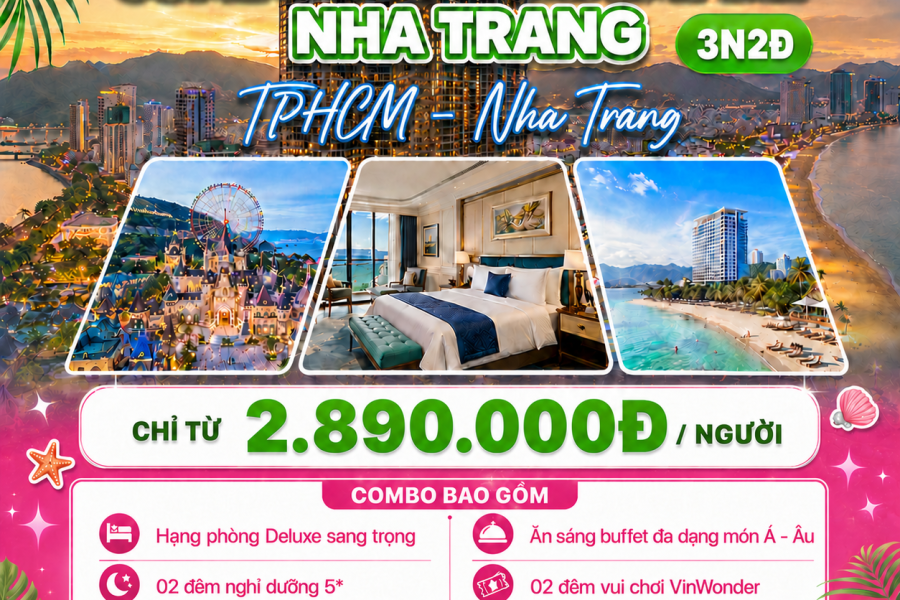 COMBO 3N2Đ VINPEARL EMPIRE NHA TRANG | ĂN SÁNG + LƯU TRÚ + 02 ĐÊM LIÊN TIẾP VUI CHƠI VINWONDERS