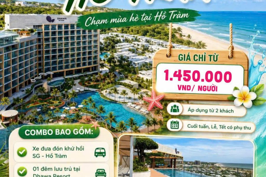 COMBO 2N1Đ: SÀI GÒN – HỒ TRÀM I XE + DHAWA HỒ TRÀM 5 SAO