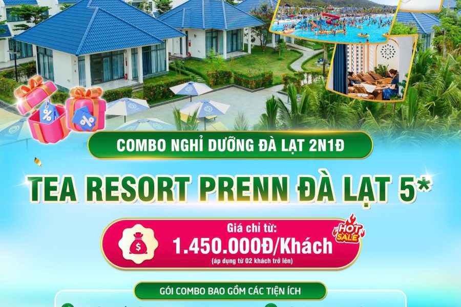 COMBO 2N1Đ TEA RESORT PRENN ĐÀ LẠT | GÓI NGHỈ DƯỠNG: LƯU TRÚ + 01 BỮA ĂN TRƯA/TỐI + SPA 30 PHÚT + VUI CHƠI TRỌN GÓI